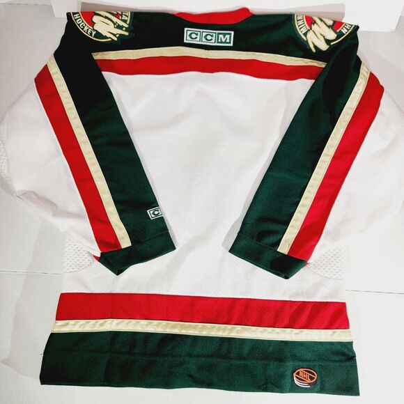 CCM Minnesota Wild Hockey Jersey Adult Sz S Patches Green Red White Vtg Official - Picture 2 of 13